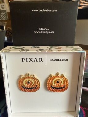 BaubleBar Pixar Orange and Gold Pumpkin Stud Earrings